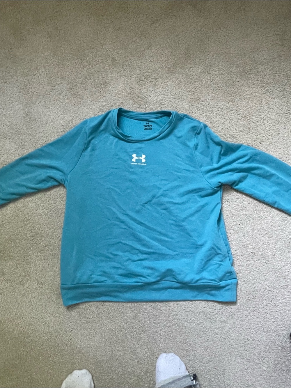 Under Armour Men's Teal Crewneck Sweatshirt with White Logo